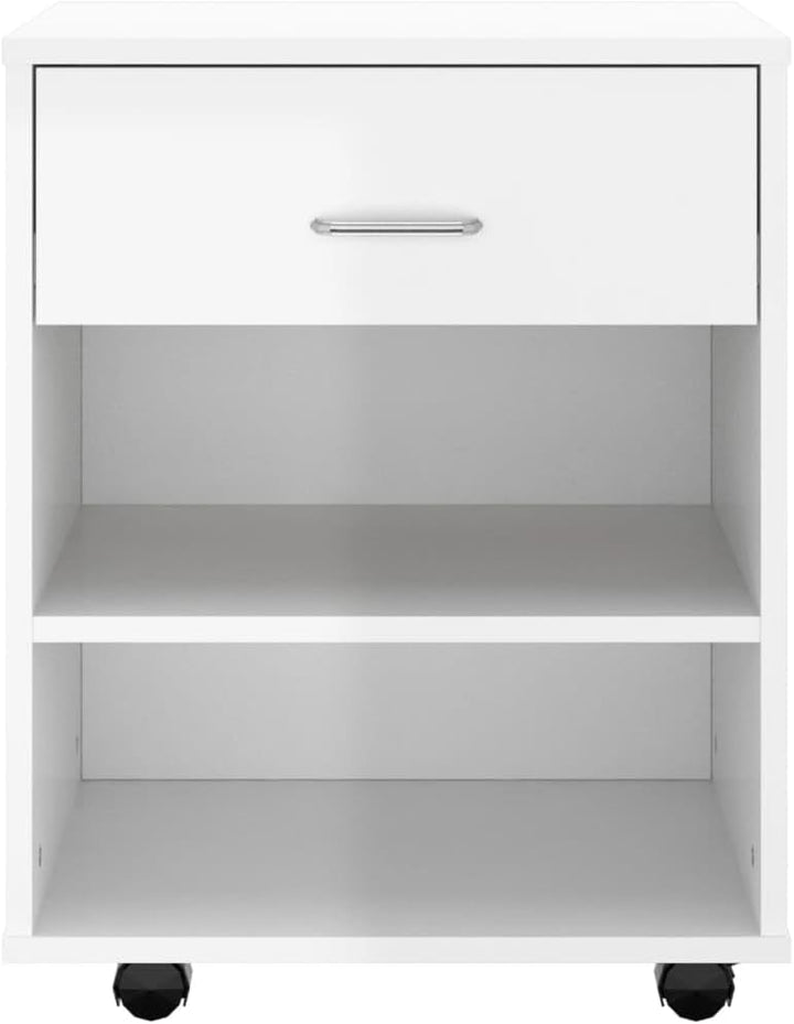 Mobiler Aktenschrank Lagerschrank aus Holzwerkstoff Beistellschrank mit Rollen für Wohnzimmer Schlaf