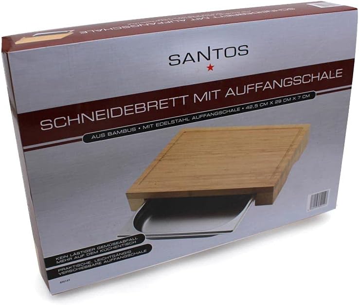 SANTOS Schneidebrett mit Auffangschale - 43x7x28cm - Eiche - formschön & vielseitig - reizvolle Opti