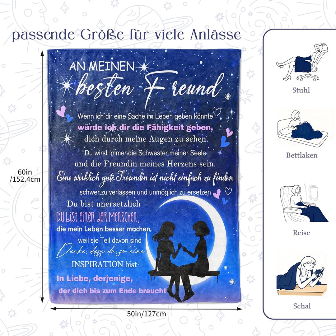 PRSTENLY Beste Freundin Geschenke, Geburtstagsgeschenke für Freundin, Flanell Decke Geschenke für Fr