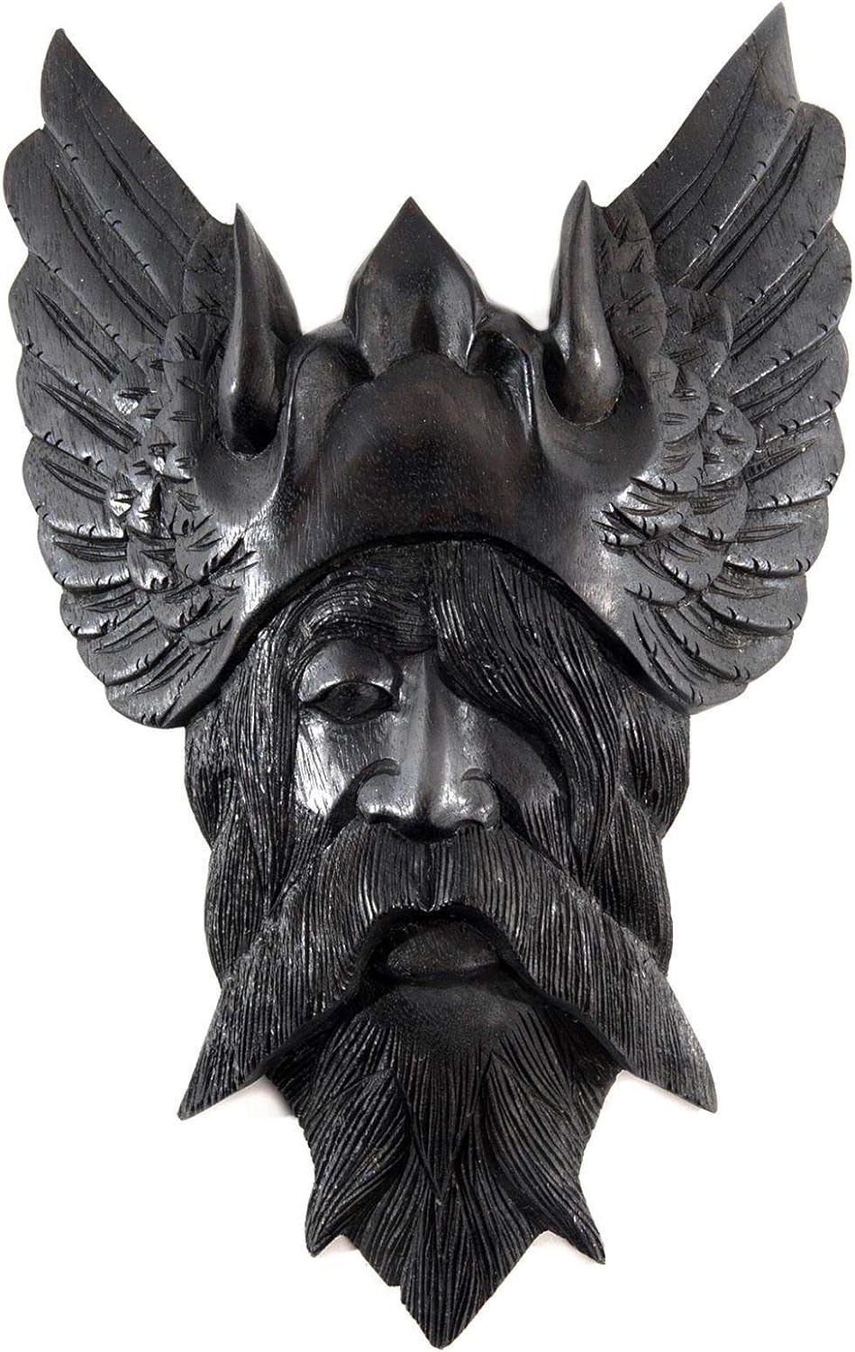 Windalf Handmade Vikings Schwarzes Deko-Holzbild Odin 40 cm Wikinger Wotan Wandbild Nachhaltiges Hol