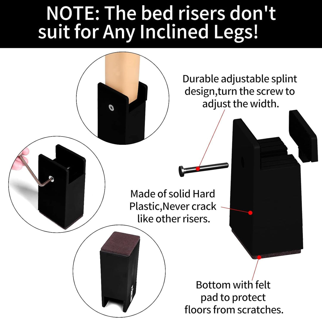 RCHYFEED Betterhöhung 4 Zoll Verstellbarer Schraubklemme, Möbelerhöhung 10cm passend für Fussstärke
