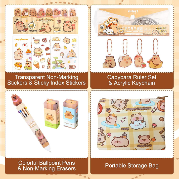 Capybara Federmäppchen Set, Süsses Capybara Stifte, Reichhaltige Capybara Mäppchen, Capybara Sachen