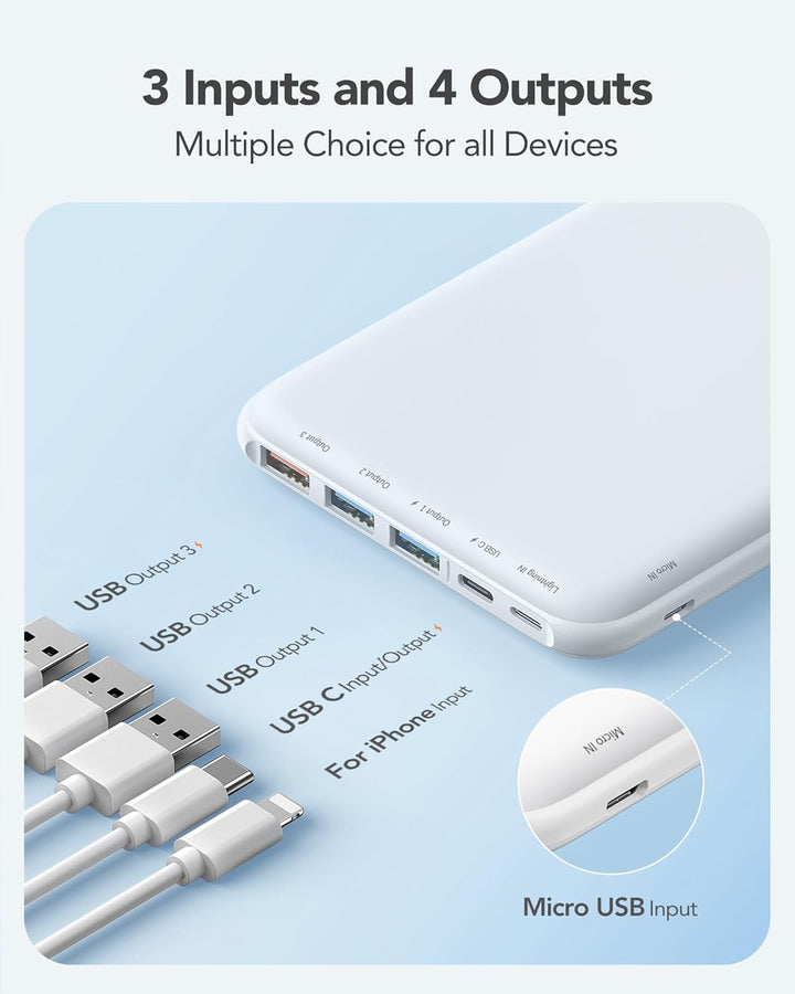 Charmast 26800mAh Powerbank USB C Externer Akku dünne Power Bank Handy Tragbares Ladegerät mit 3 Ein