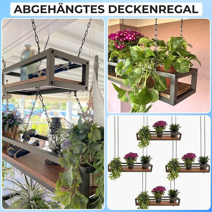 yelloo FLOWERS Hängendes Deckenregal mit Blumenketten für vertikale Garten Getränkehalter Flaschen B