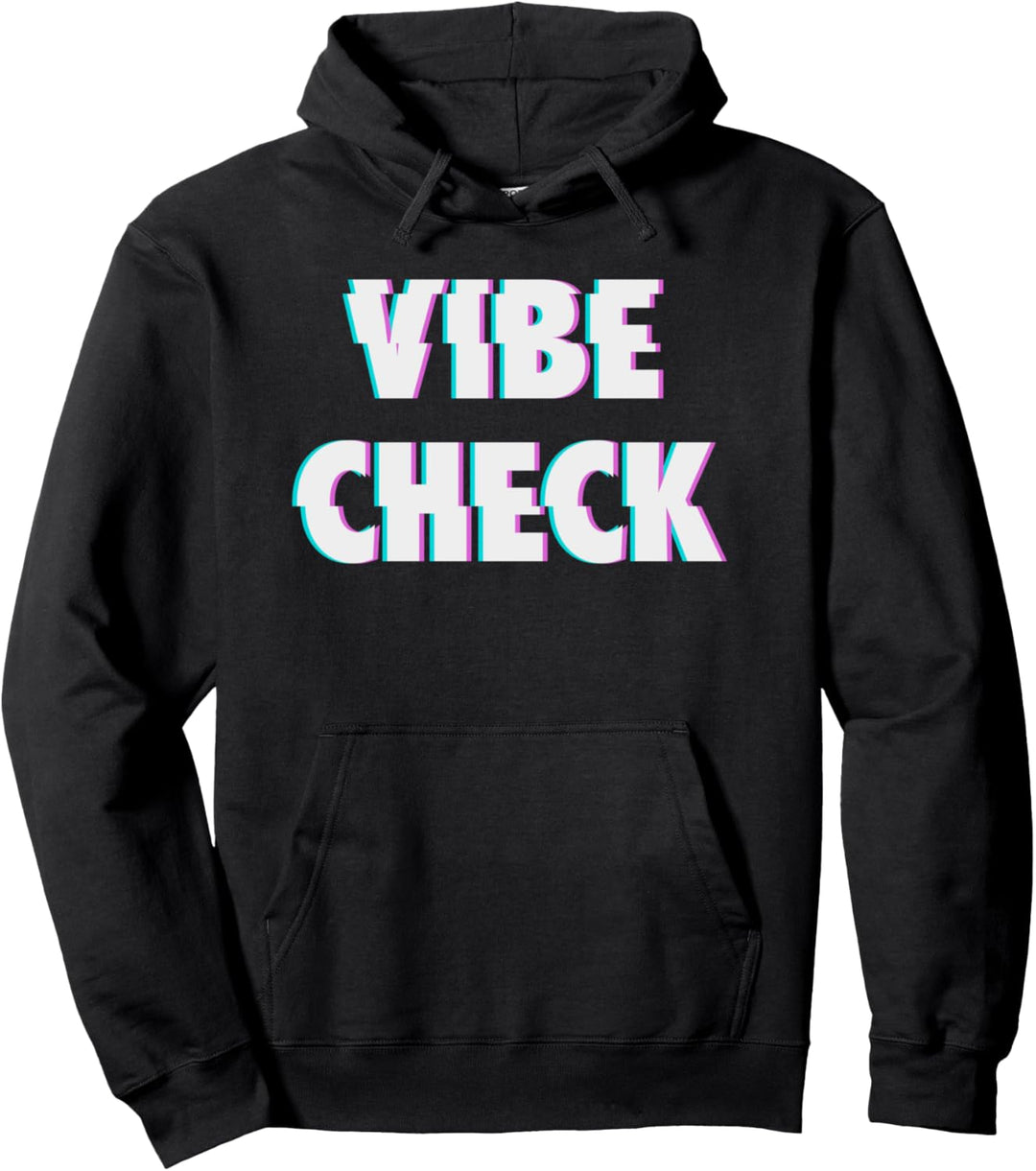 Vibe Check Distorted Bold Text Pullover Hoodie