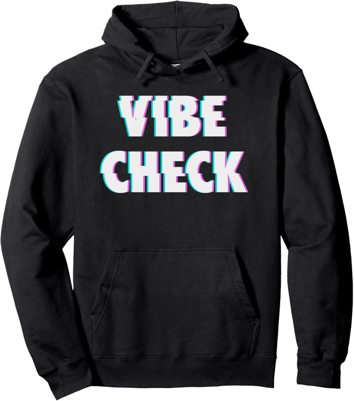 Vibe Check Distorted Bold Text Pullover Hoodie