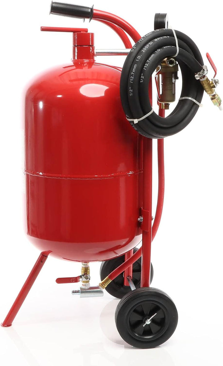 XPOtool Mobiles Sandstrahlgerät 38 L, Druckluft Sandstrahler mit Zubehör, zum Rost Entfernen und Far