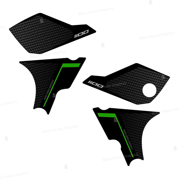 Harzbeschichtete 3D-Aufkleber Schutz kompatibel/Ersatz für Kawasaki Versys 1100 SE 2025 Metallic Gra