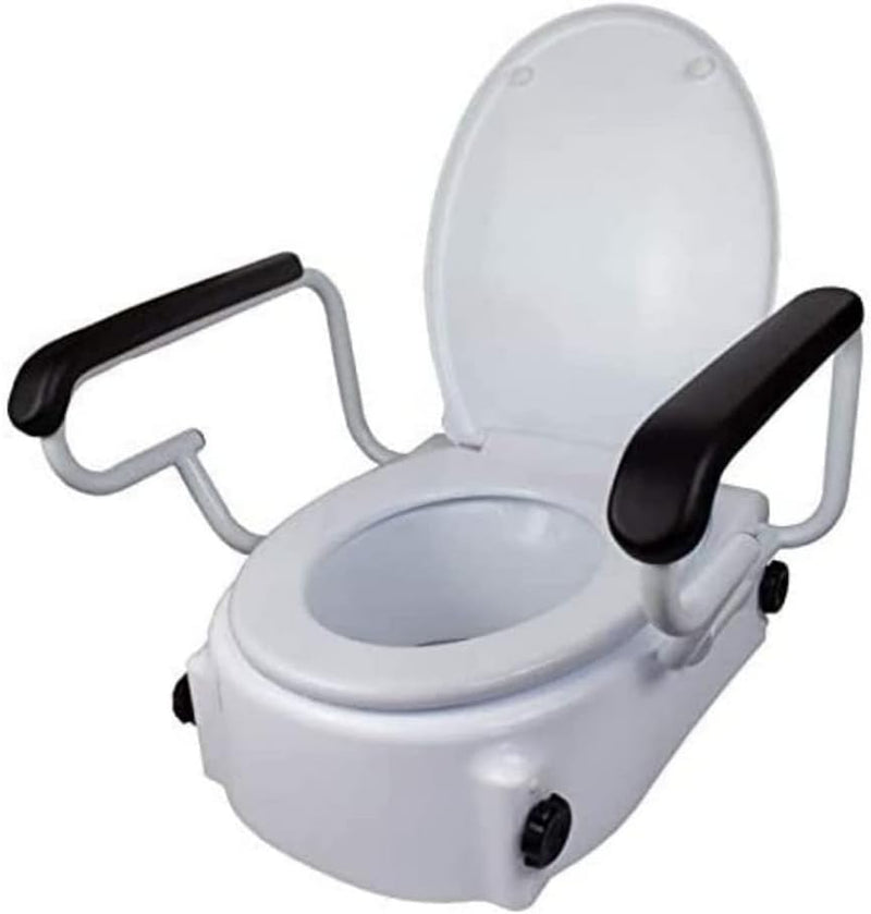 Mobiclinic, Toilettensitzerhöhung mit Armlehnen, Tajo, 19 cm, Mit Deckel, Verstellbar, Kippbar, Klap