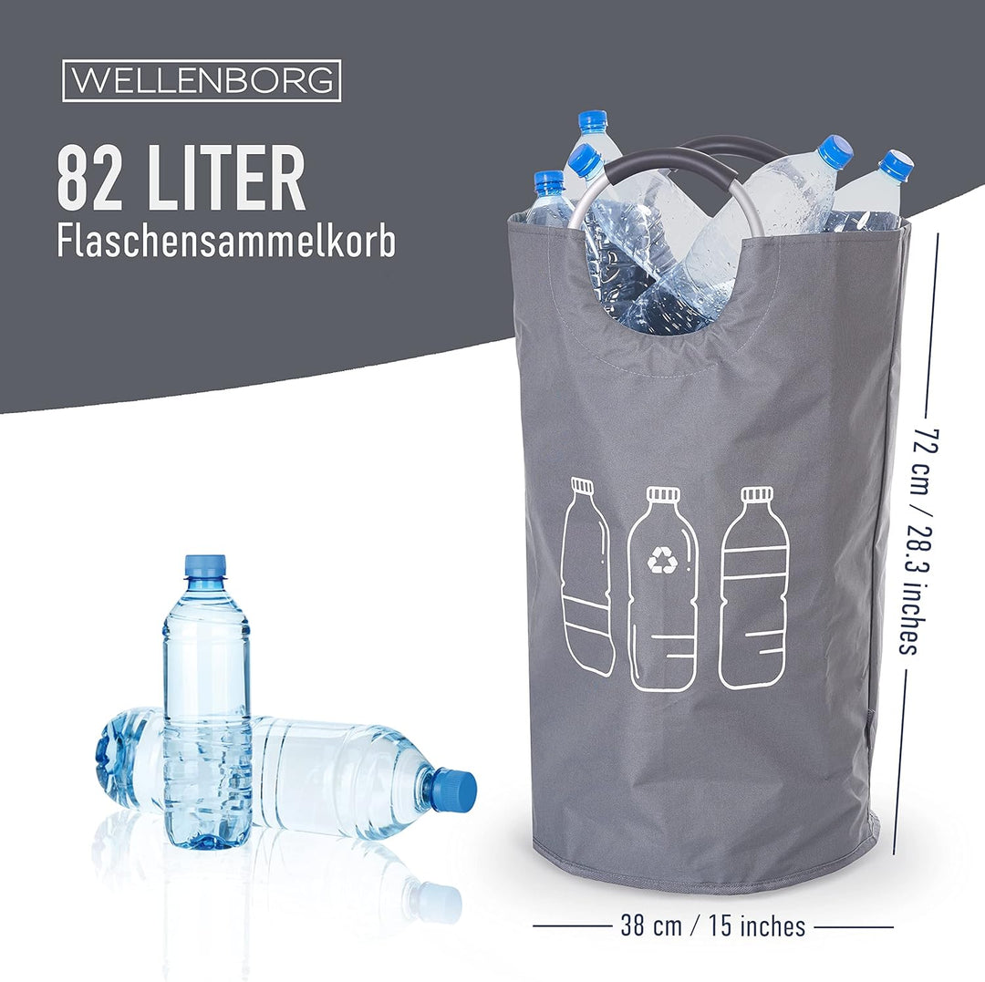 WELLENBORG® Faltbarer Pfandflaschen Sammelbehälter faltbar grau gross -Wasserdicht Flaschensammler g