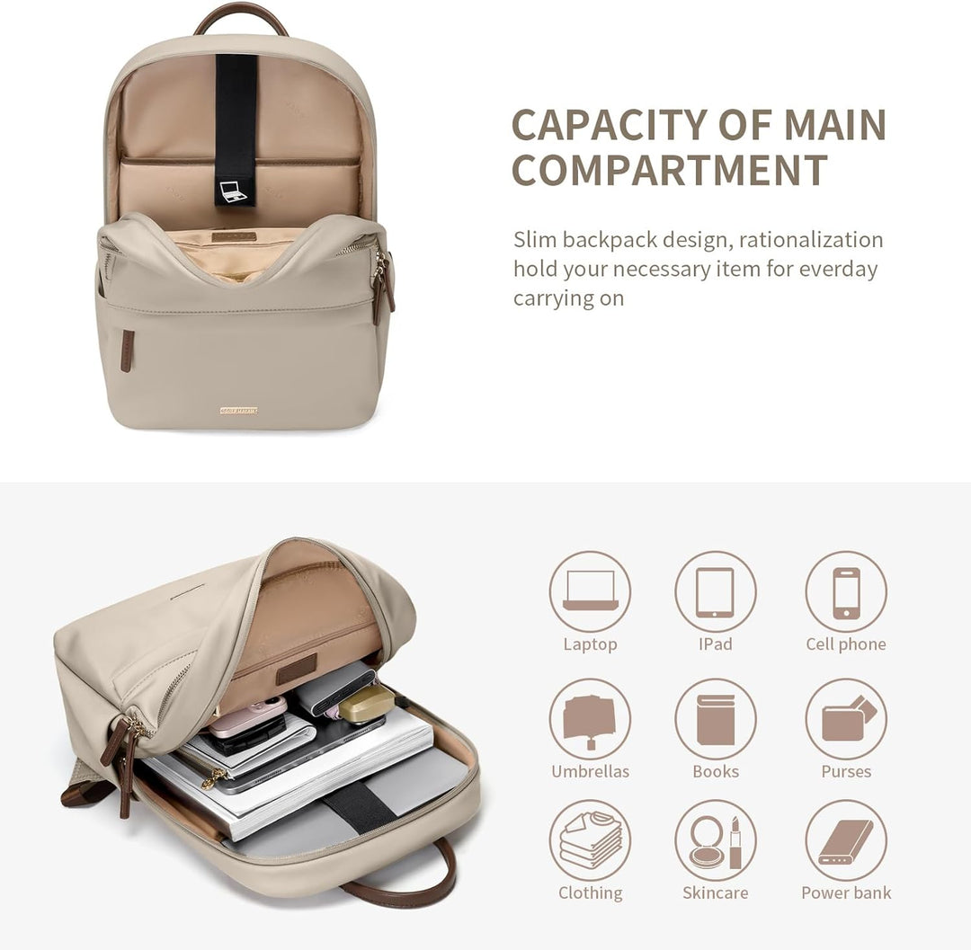 GOLF SUPAGS Laptop-Rucksack Damen, schlanke Computertasche, Arbeit, Reisen, College-Rucksack, Geldbö