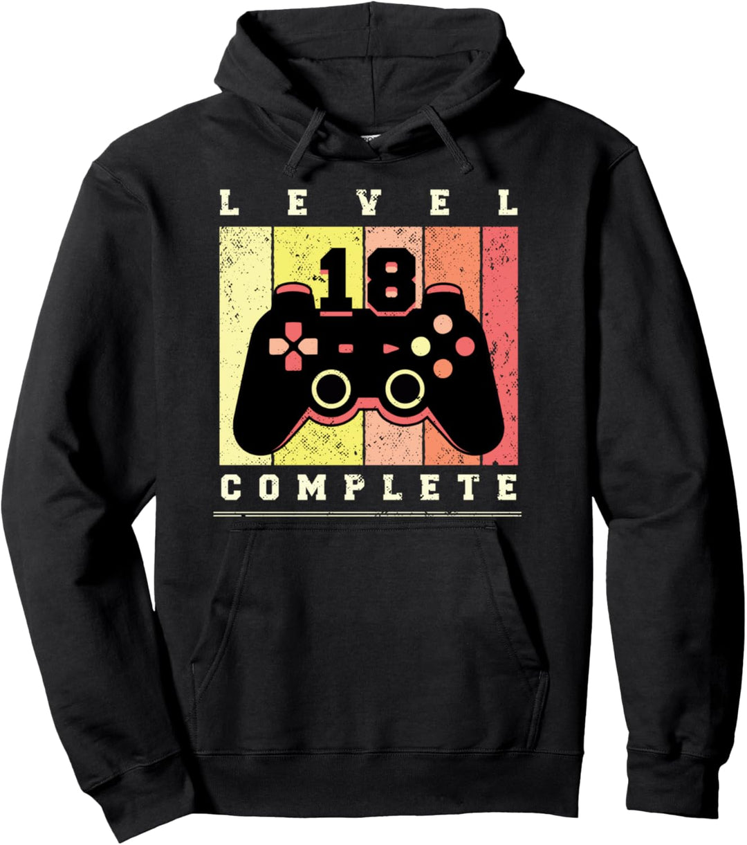 Geburtstagsvideo Level 18. Kompletter Gamer Unlocked Pullover Hoodie