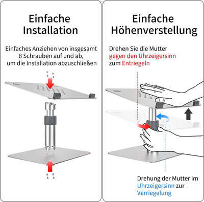 Rseuphiee Laptop ständer Höhe/Winkel einstellbar Aluminum, Computer Stand erhöhung 360°drehbarer, Ko