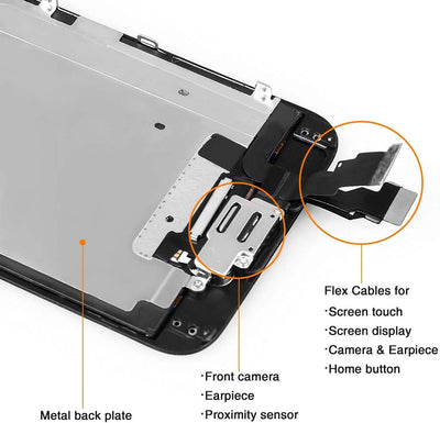 Xlhama Ersatz-Display, komplett, für iPhone 6S Plus, Schwarz, 5,5 Zoll, mit Reparaturwerkzeug, Front