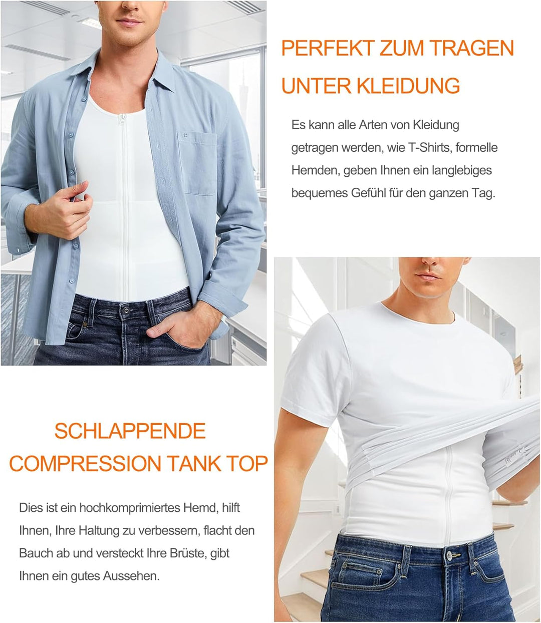 Gotoly Herren Unterhemden Shapewear Workout Tank Tops Figurformend Funktionsshirt Body Shaper Bauch