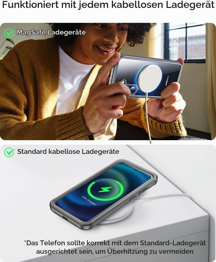 Miimall Dünn Hülle für Samsung Galaxy S24 FE Handyhülle mit Displayschutz, Kompatibel für MagSafe, 3