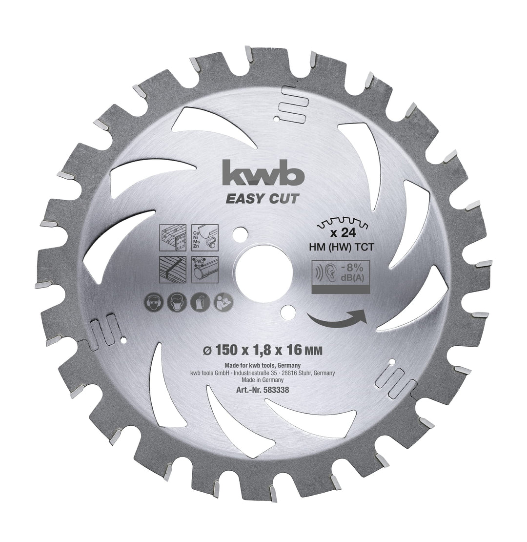 kwb Kreissägeblatt 150 x 16 mm, Made in Germany, leichtgängig, speziell für Akkumaschinen, Universal