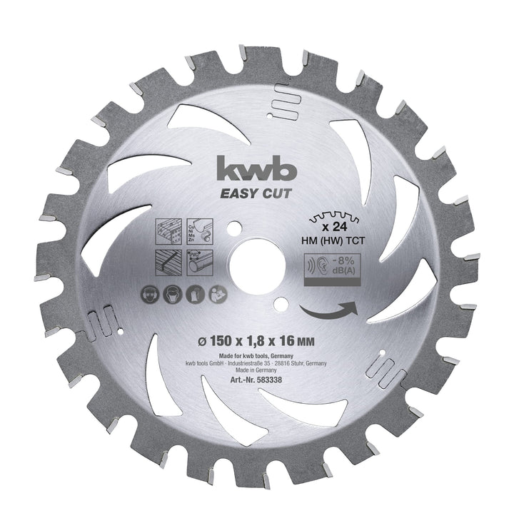 kwb Kreissägeblatt 150 x 16 mm, Made in Germany, leichtgängig, speziell für Akkumaschinen, Universal