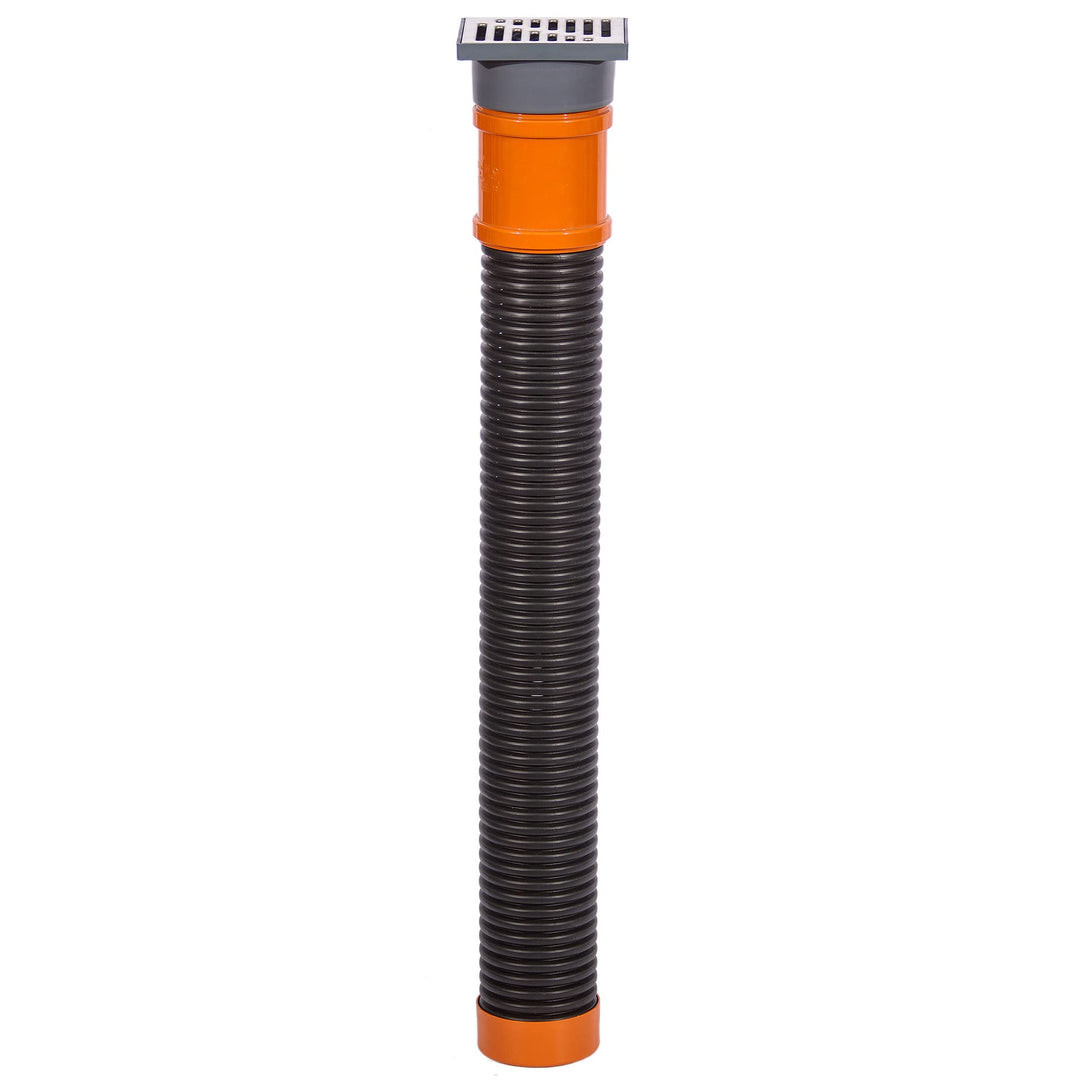 Sickerschacht Ø 110 mm Länge- 1m, Abflussgitter- 15 x 15 cm in 3 Farben schwarz, grau, inox Drainage