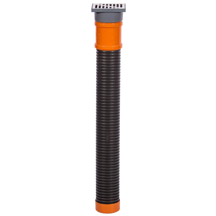 Sickerschacht Ø 110 mm Länge- 1m, Abflussgitter- 15 x 15 cm in 3 Farben schwarz, grau, inox Drainage