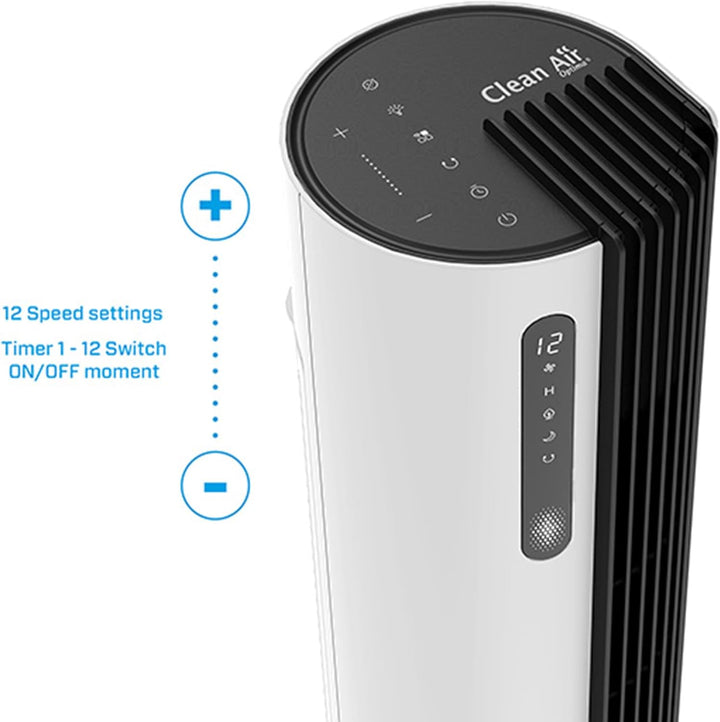 Clean Air Optima CA-407W Smart - Luxe Turmventilator - Luftbewegung: bis 500m³/h - Oszillation: 90º