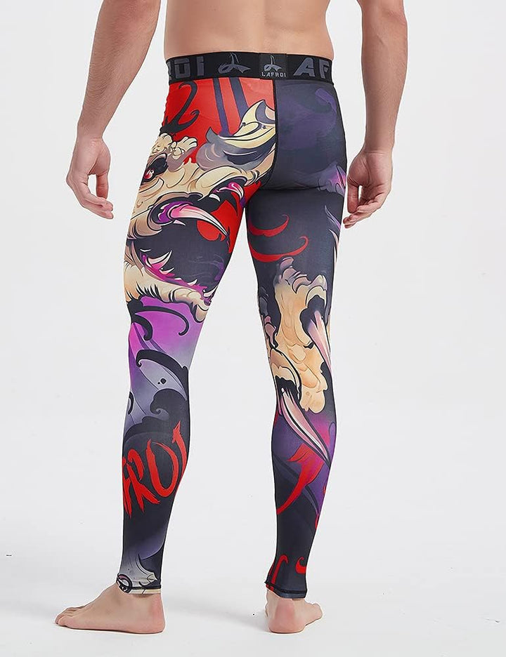 LAFROI YSK08 schnelltrocknende Kompressions-Leggings mit Taillenbund für Herren S Blood Moon, S Bloo