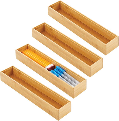 mDesign Schubladeneinsatz aus Holz – stapelbare Schubladeneinteilung für Büro- und Bastelbedarf – Sc