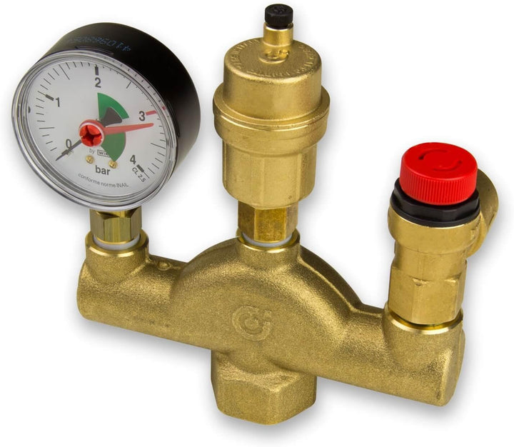Caleffi 302631 Kesselsicherheitsgruppe bis 50kW Sicherheitsgruppe Anschlussgruppe mit Isolierung für