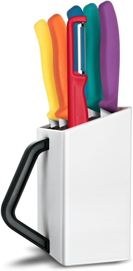 Victorinox Swiss Classic Messerblock, Messerhalter, 6-teilig, Inkl. 5 Gemüsemesser, Rüstmesser und S
