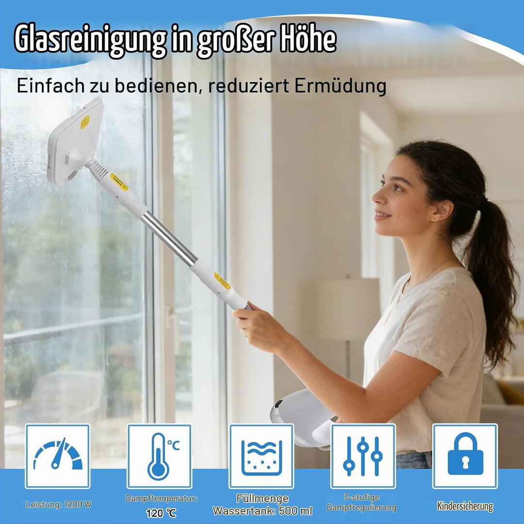 Dampfreiniger Handgerät 1200W, 2-in-1 Dampfreiniger mit Dampf Mop Funktion für Zuhause, 500ML Tank,