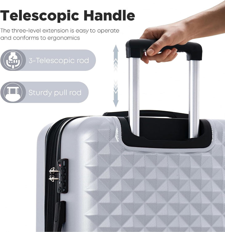 Reisekoffer Suitcase, Erweiterbarer Hartschalenkoffer Trolley mit TSA-Schloss und hochwertigem YKK-R