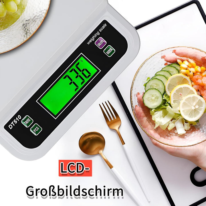 Waage Küchenwaage 30kg/66lb Küchenwaage digital mit 6 Arten Einheiten grossem LCD-Display Digitalwaa