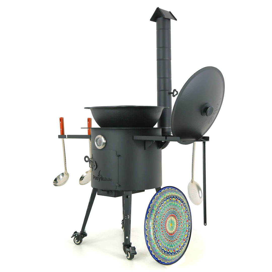 Feuerofen Utschak Ø 40cm mit Gusseisen Kazan Wok 12L Ø 42,5cm | Kasan mit Deckel | Учаг Outdoor Feue