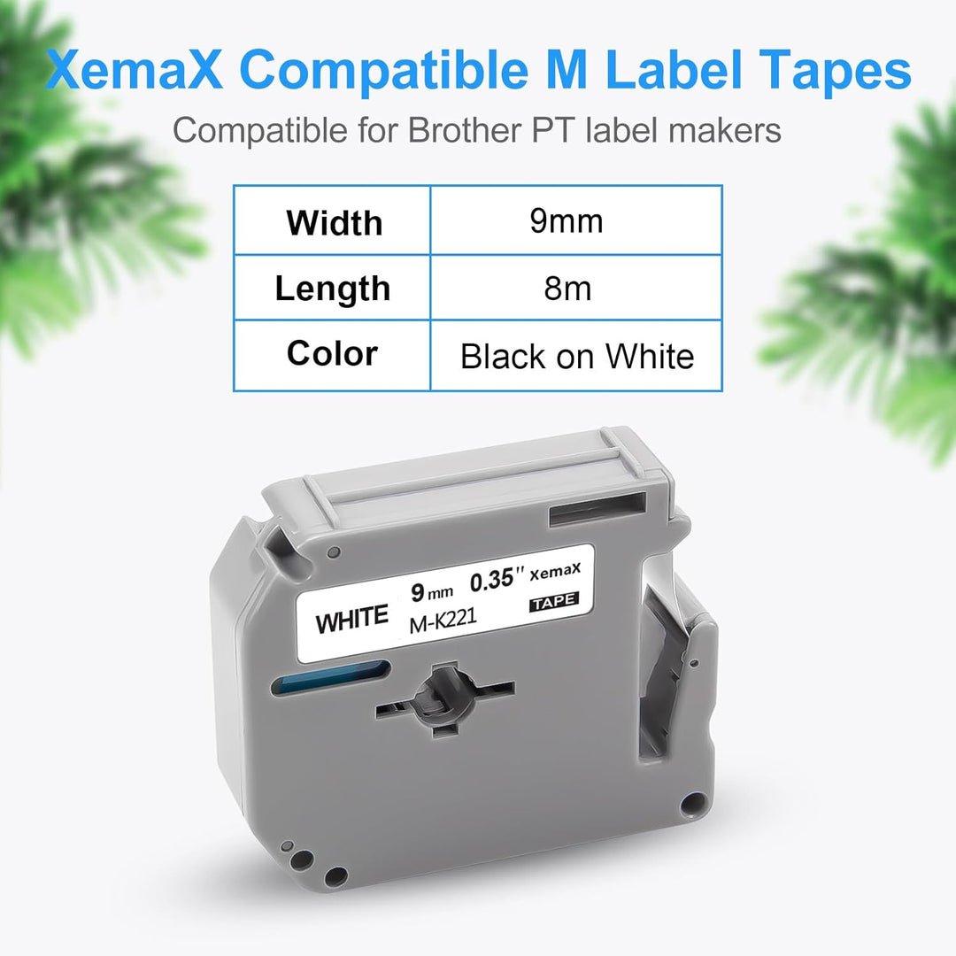 6x XemaX Kompatibel M-K221S 9mm 3/8 Brother Ersatz für Brother M-K221S M-K221 MK221S MK 221S Brother