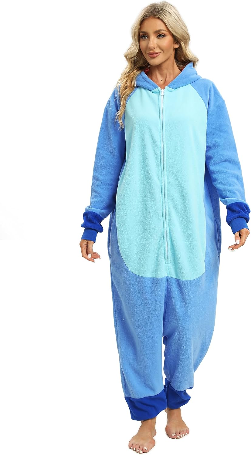 Tier Onesie Karneval Halloween Kostüm Cosplay Schlafanzüge Erwachsene S Zip Blue, S Zip Blue