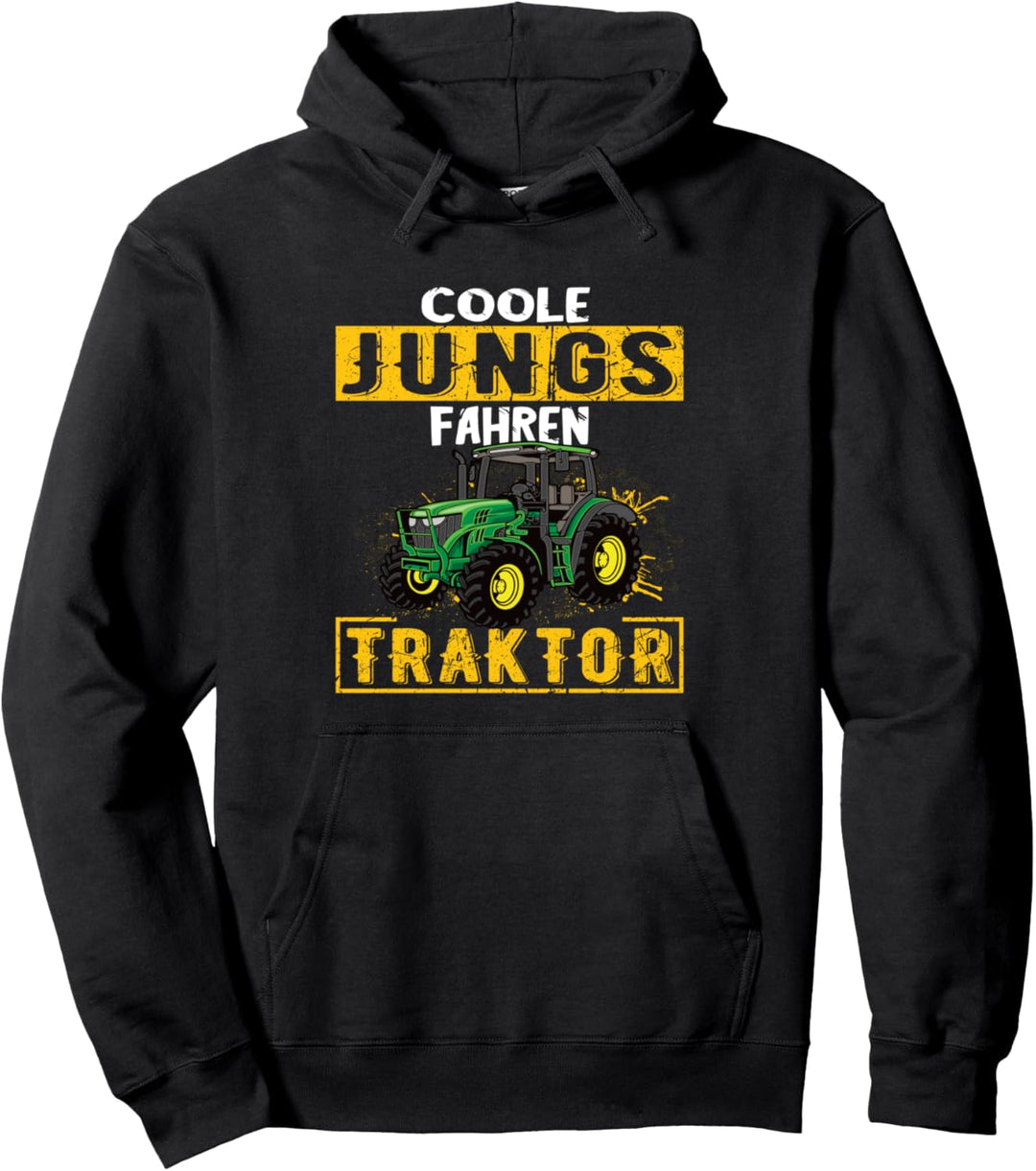 Coole Jungs fahren Traktor Trecker Junge Kinder Pullover Hoodie