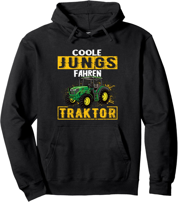 Coole Jungs fahren Traktor Trecker Junge Kinder Pullover Hoodie