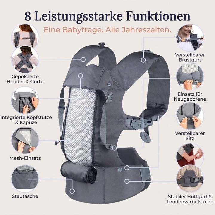 Beco 8 Babytrage Neugeborene bis Kleinkind, Mesh, 3-20 kg, Rostrot rust, rust
