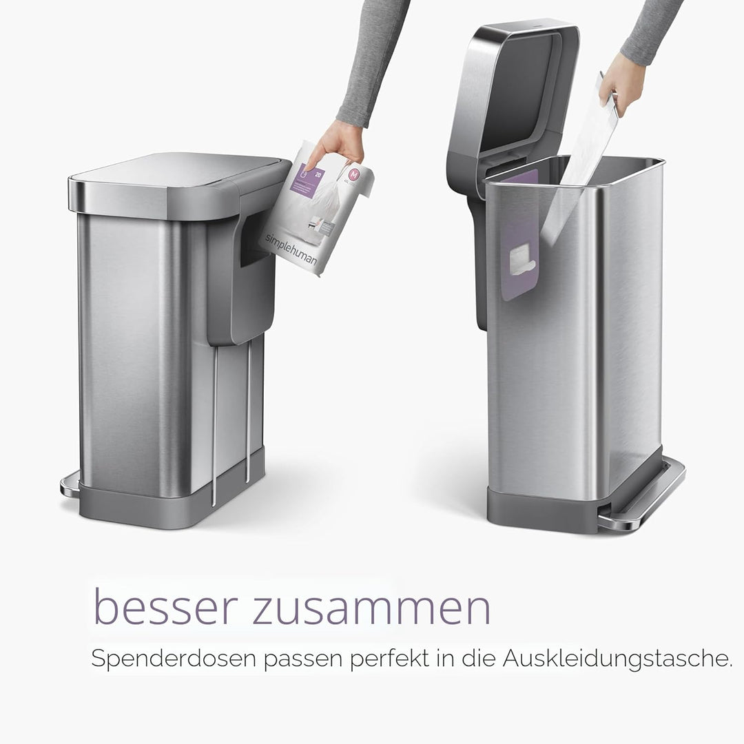 simplehuman Code H Müllbeutel mit Kordelzug, 100 Stück, 30–35 Liter, Weiss Weiss/Opulenter Garten 20