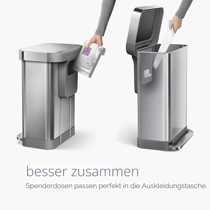 simplehuman Code H Müllbeutel mit Kordelzug, 100 Stück, 30–35 Liter, Weiss Weiss/Opulenter Garten 20