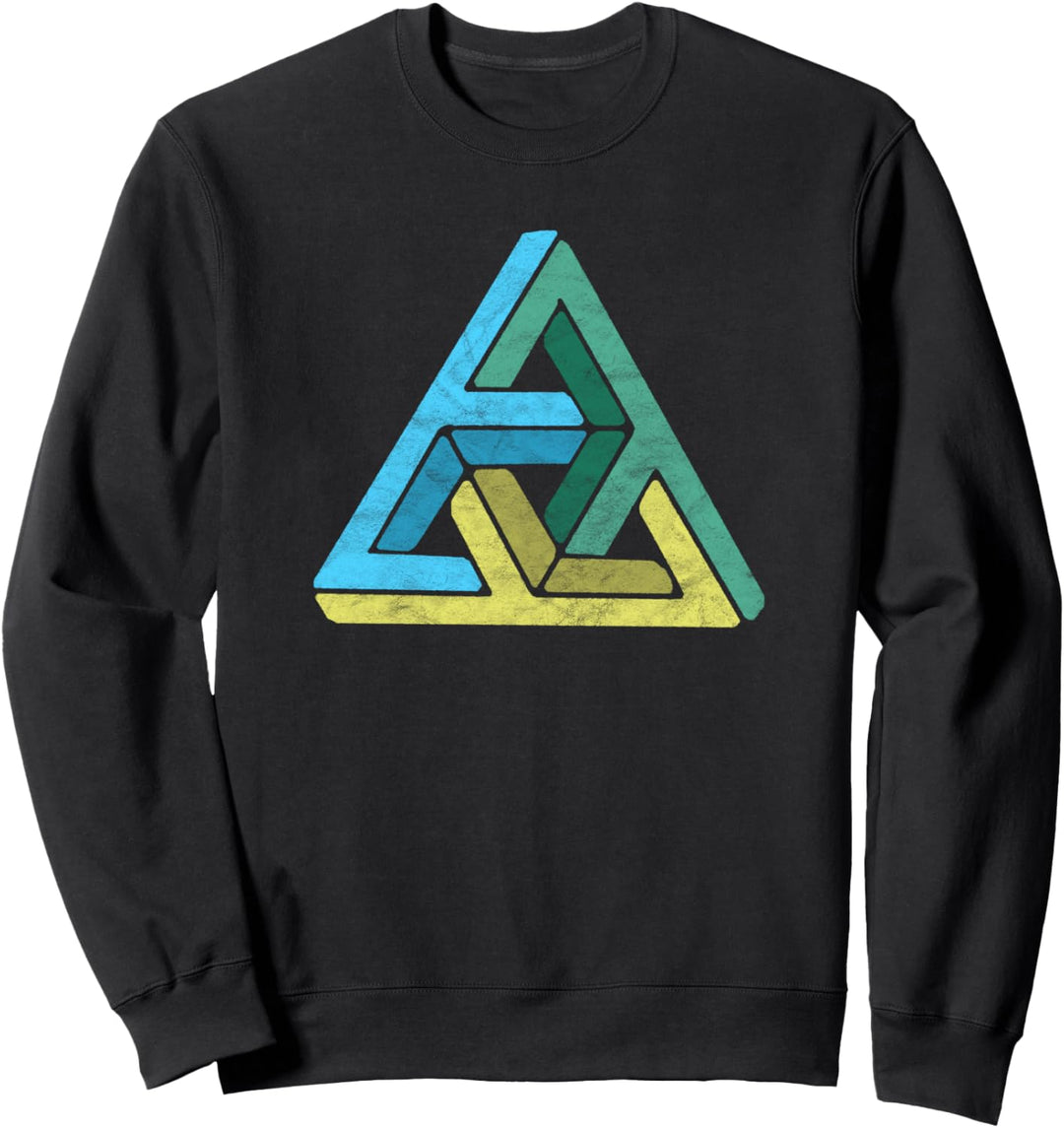 Impossible Geometry Futuristic Distressed Multi Triangles Sweatshirt