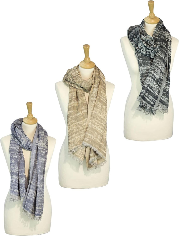 Sunsa 3er Set Damen/Herren Schals, weich Winter Halstuch aus Baumwolle & Viskose. Grosse Unisex Herb