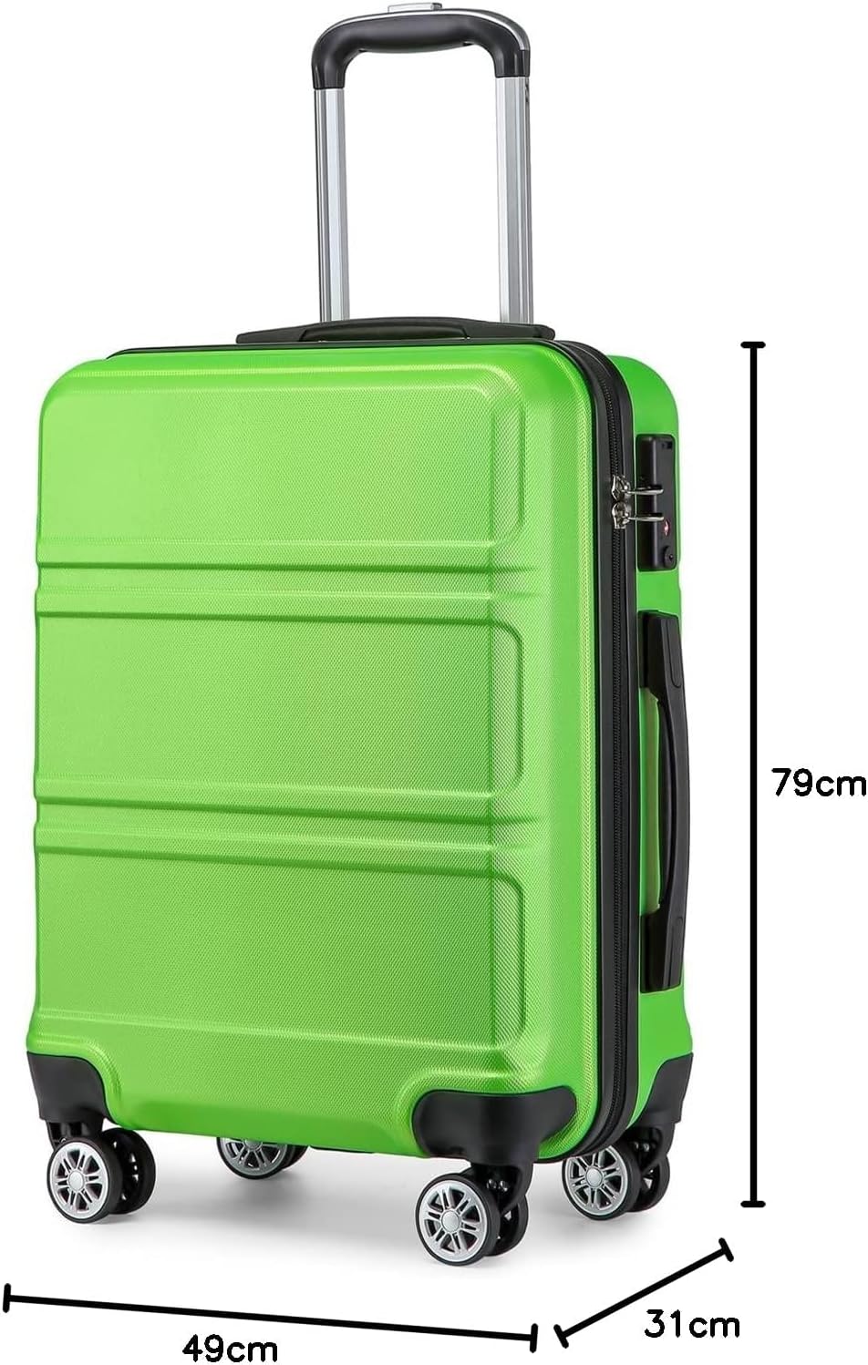 KONO Koffer Trolley Reisekoffer, M (55cm) Apfelgrün