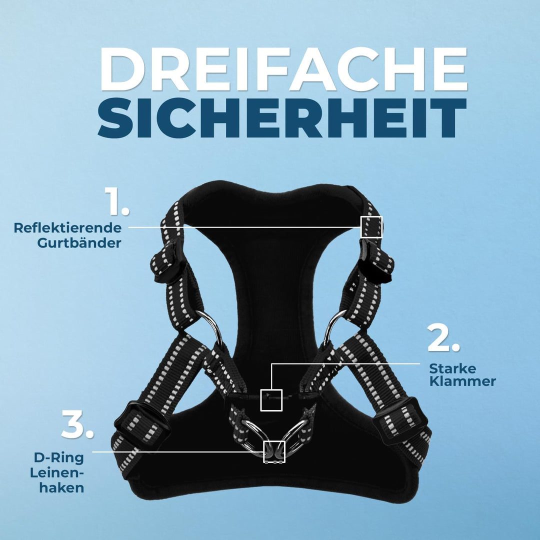 Best Pet Supplies Voyager Hundegeschirr mit reflektierenden 3M-Paspeln, vollständig verstellbar, Grö