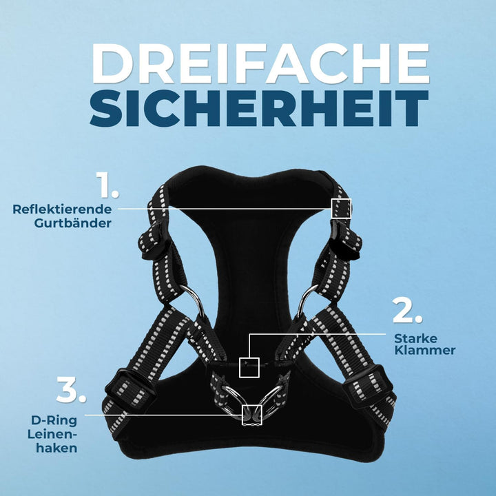 Best Pet Supplies Voyager Hundegeschirr mit reflektierenden 3M-Paspeln, vollständig verstellbar, Grö