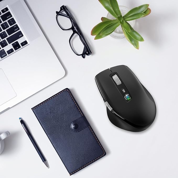 INFINMIND Kabellose Bluetooth-Maus mit Smart Flying Scroll, Daumenrad & ergonomischem Design, Leise