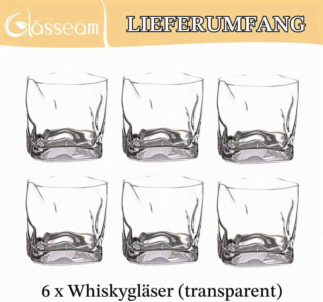 Unregelmässige Whiskygläser Set Mit 6 Gekippten Falten Scotch Glass 250Ml Modischer Whiskybecher Für