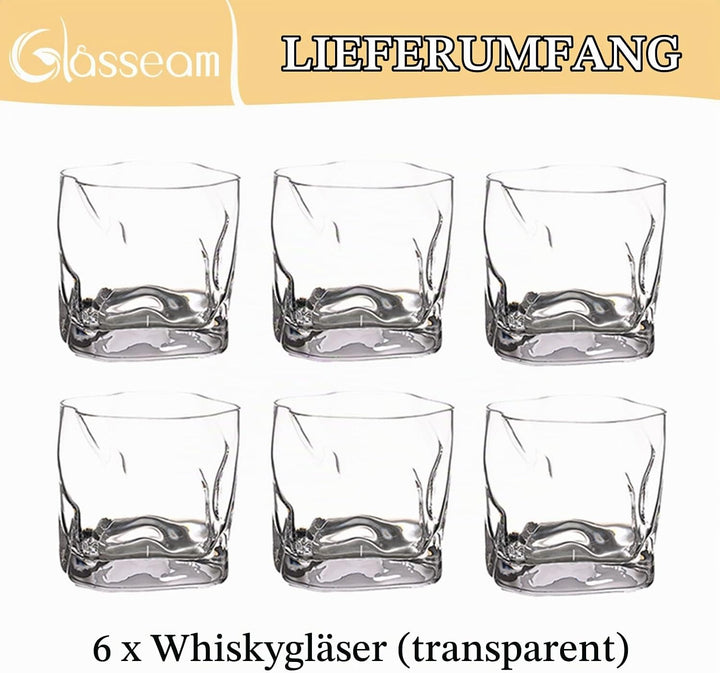 Unregelmässige Whiskygläser Set Mit 6 Gekippten Falten Scotch Glass 250Ml Modischer Whiskybecher Für