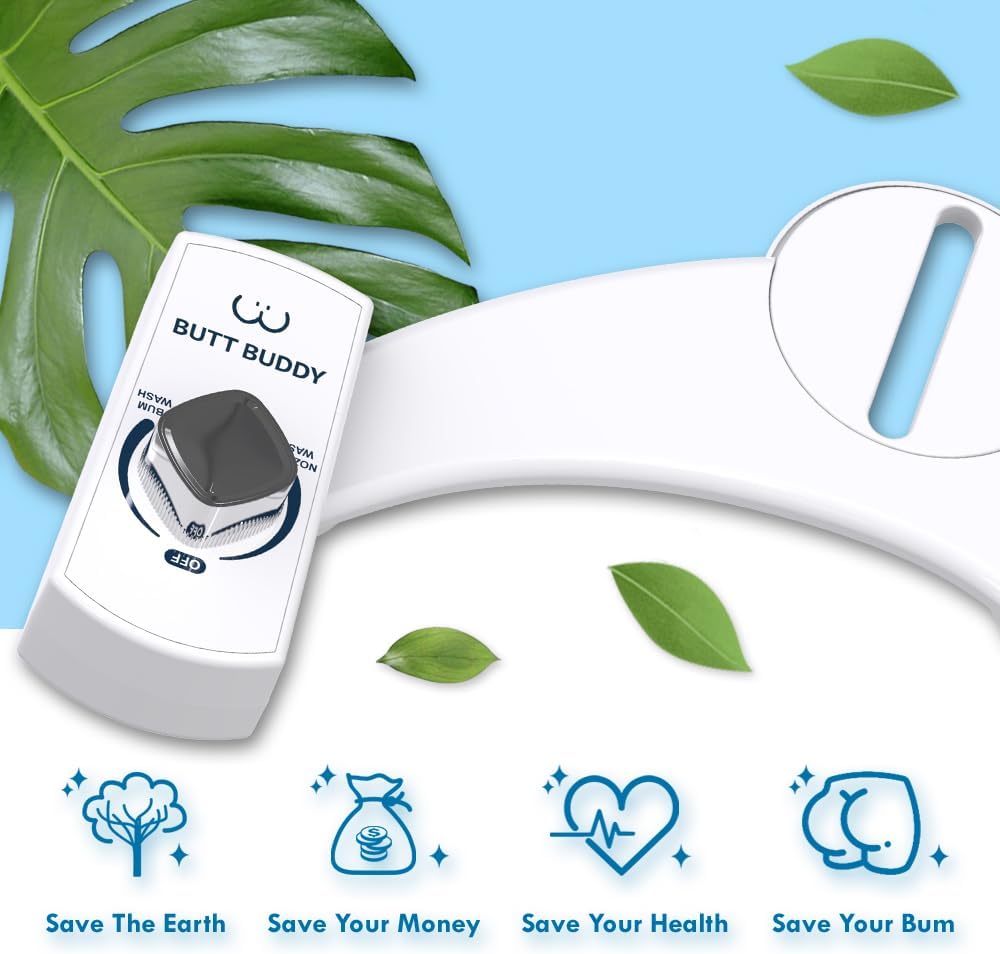BUTT BUDDY - Bidet Toilet Seat Attachment & Fresh Water Sprayer (Easy to Install, Universal Fit, No
