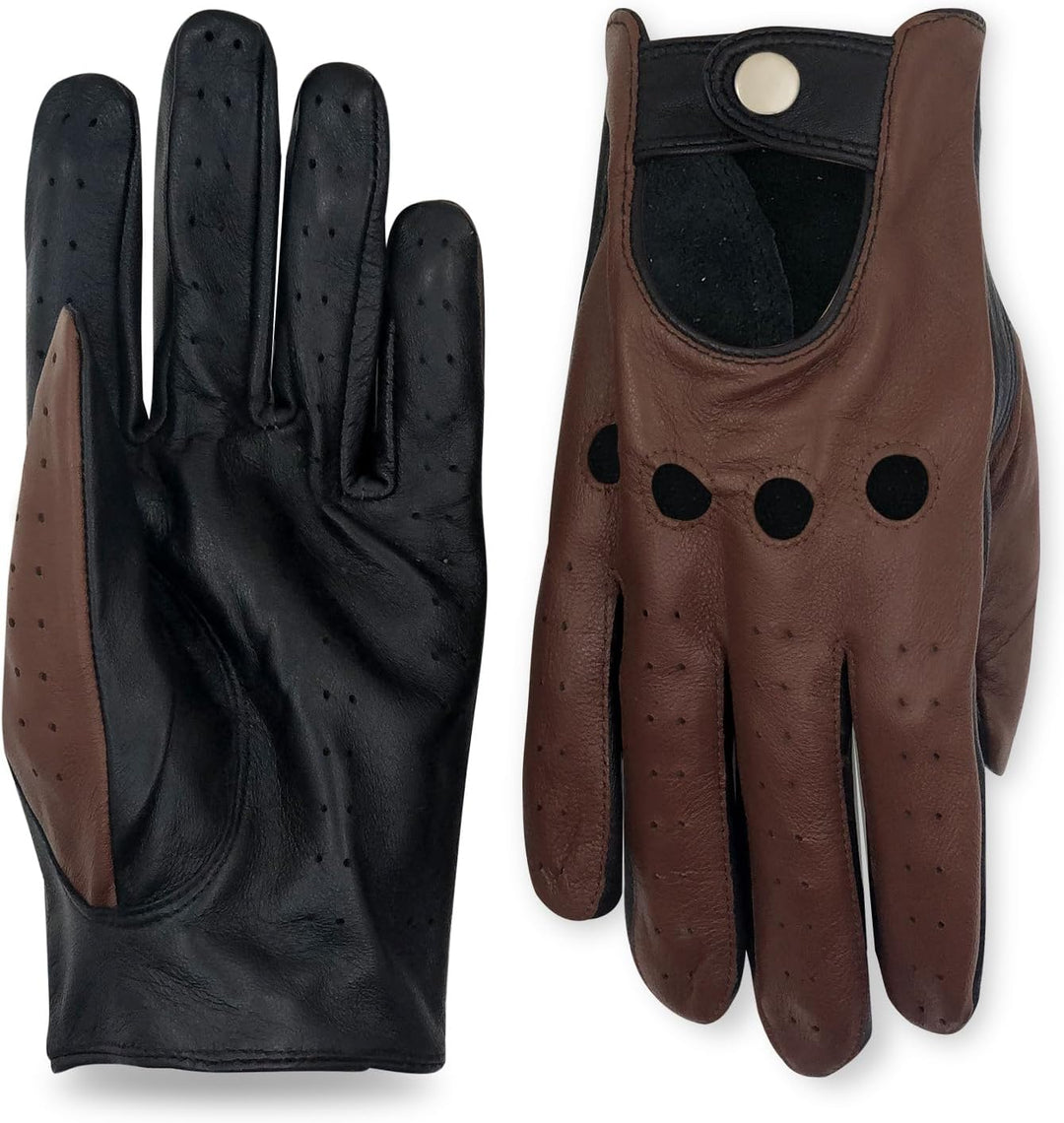 ZLUXURQ Herren Luxus 100% Schaffell Fahrhandschuhe-Weiches hochwertiges Leder, Small(20.4-21.6cm) Sc